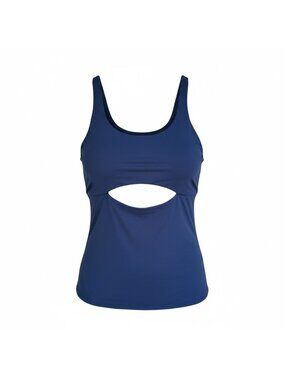 Athleta Mod Block Cutout Tankini Top Dress Blue Sporty Minimalist Size Large